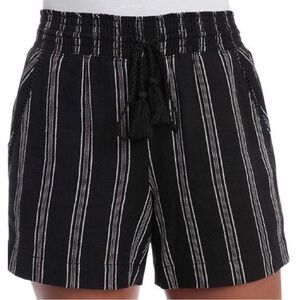 Briggs Linen Tassel High Waist Black and White Striped Shorts Medium